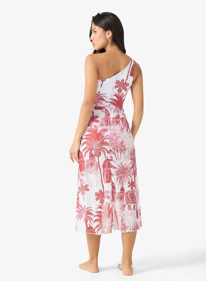جينجر 2Pc Floral Print Swimsuit With Cover Up Sarong